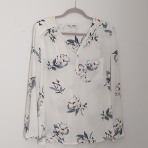 Long Sleeve Floral Chiffon Blouse